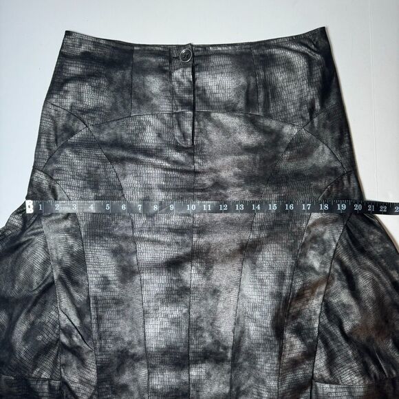 Pile Ou Face Paris Skirt Size 3 Gray Black Reptile Print Flared A Line Textured - Picture 11 of 14
